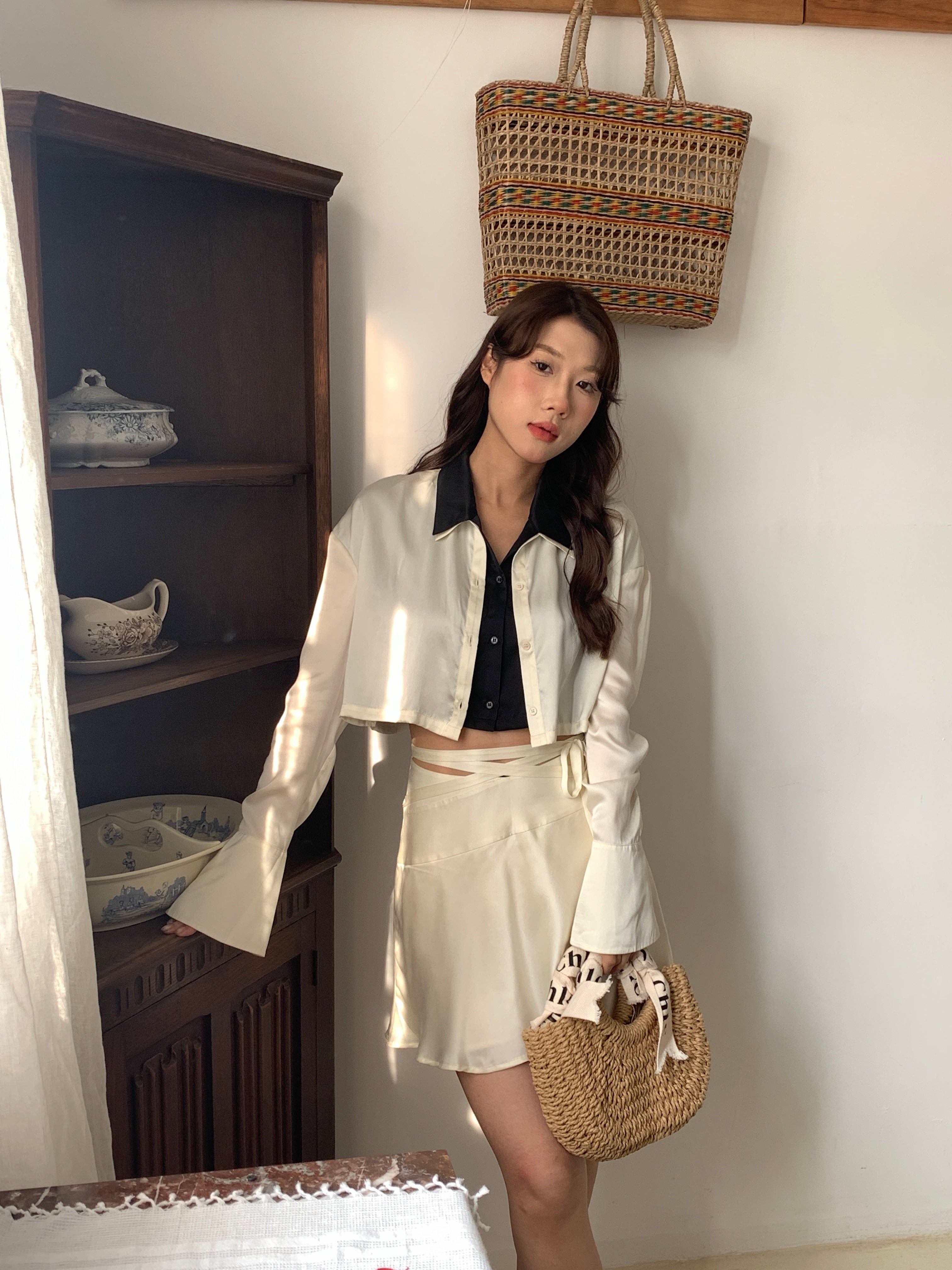 Brooklyn Layered Silk Shirt in Champagne