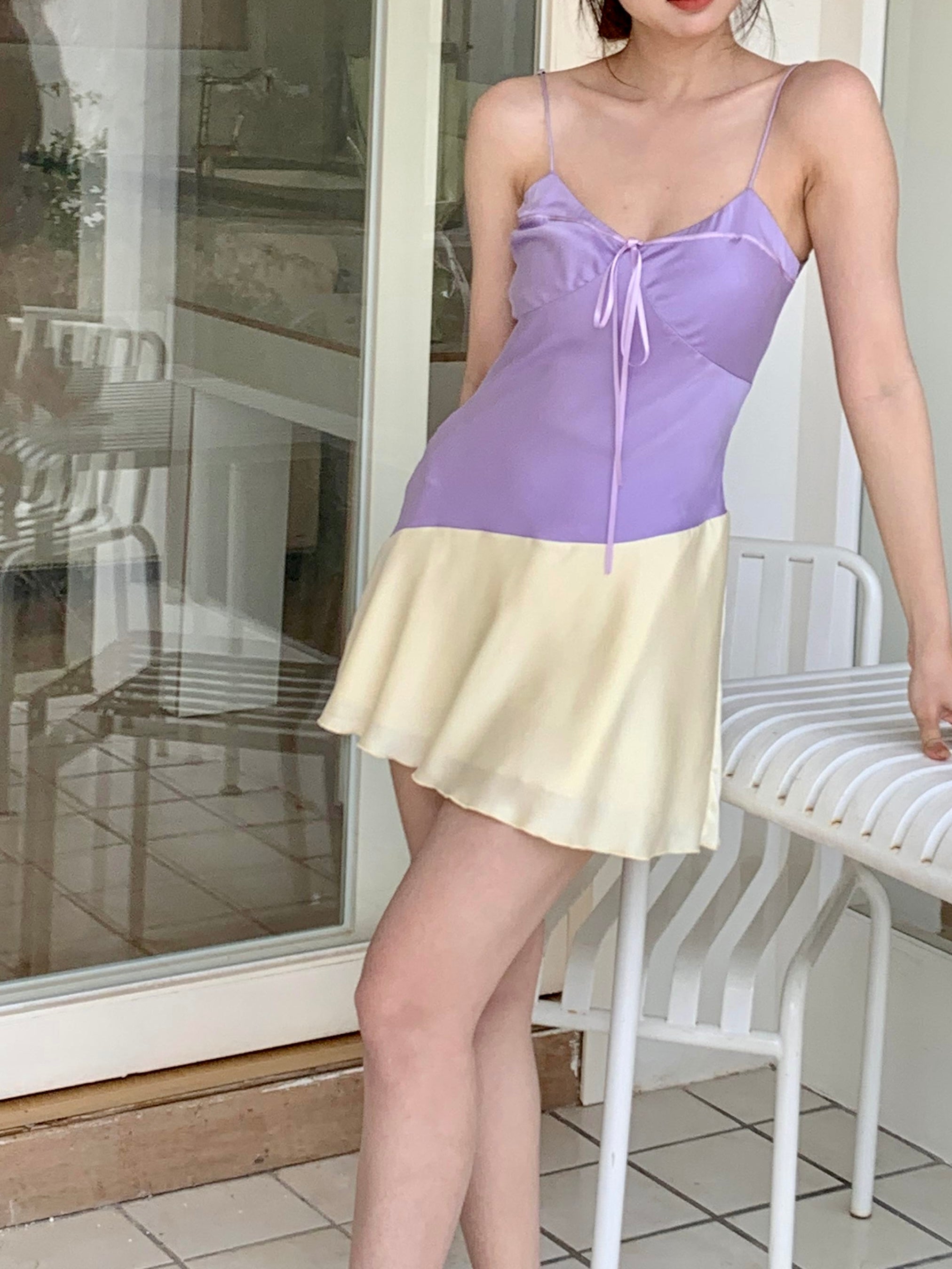 Chicago Silk Mini Dress in Pastel Fields