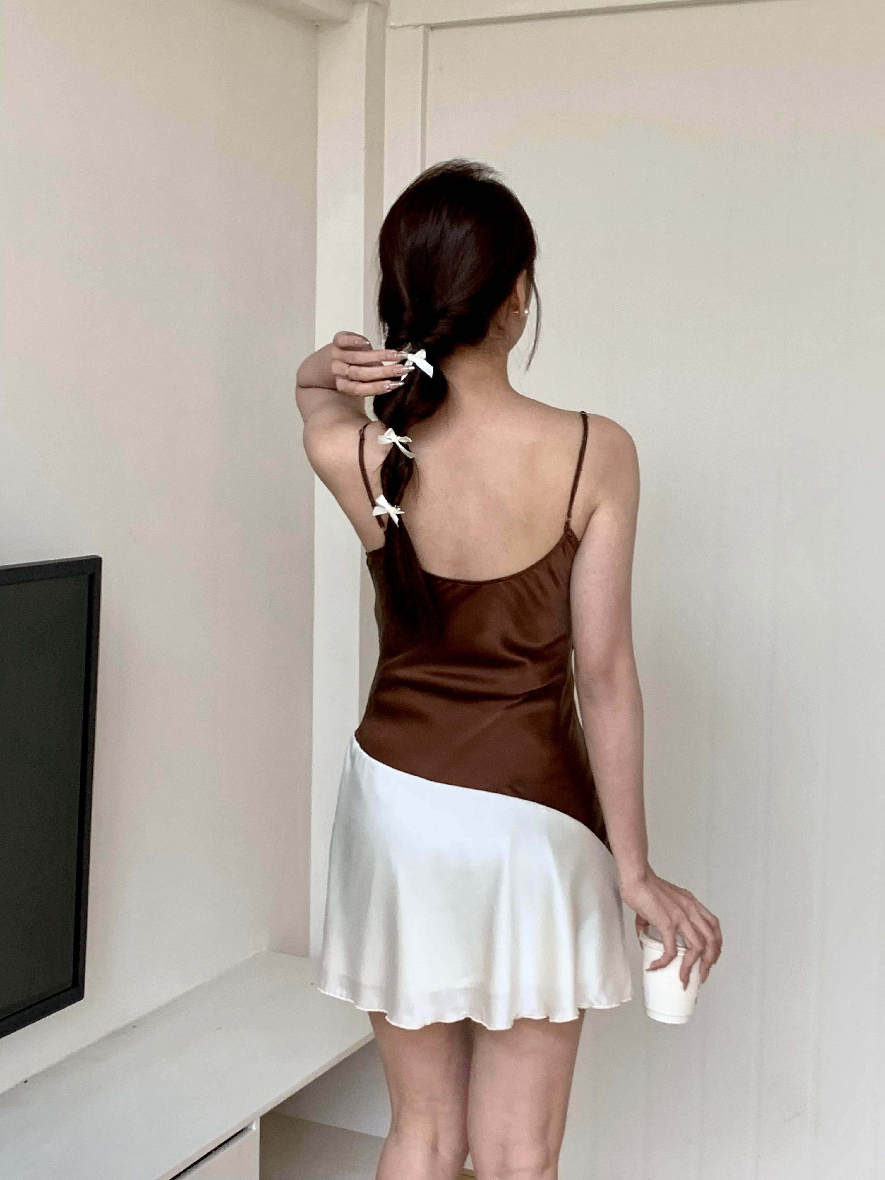 Chicago Silk Mini Dress in Nespresso