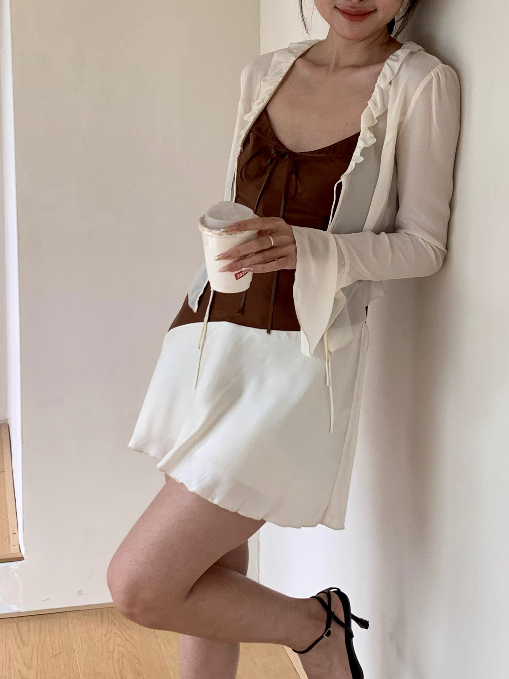 Chicago Silk Mini Dress in Nespresso