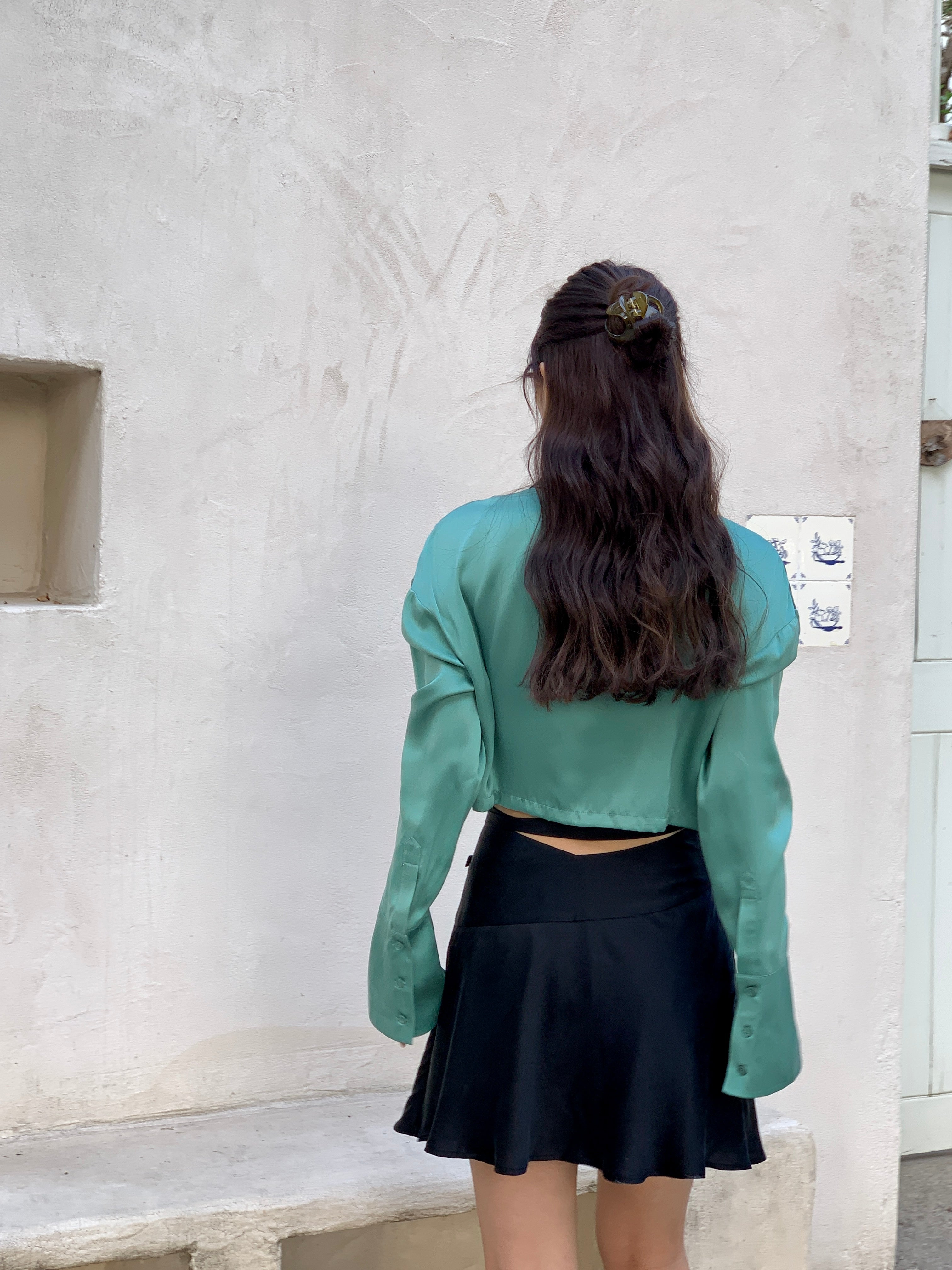 Brooklyn Layered Silk Shirt in Green