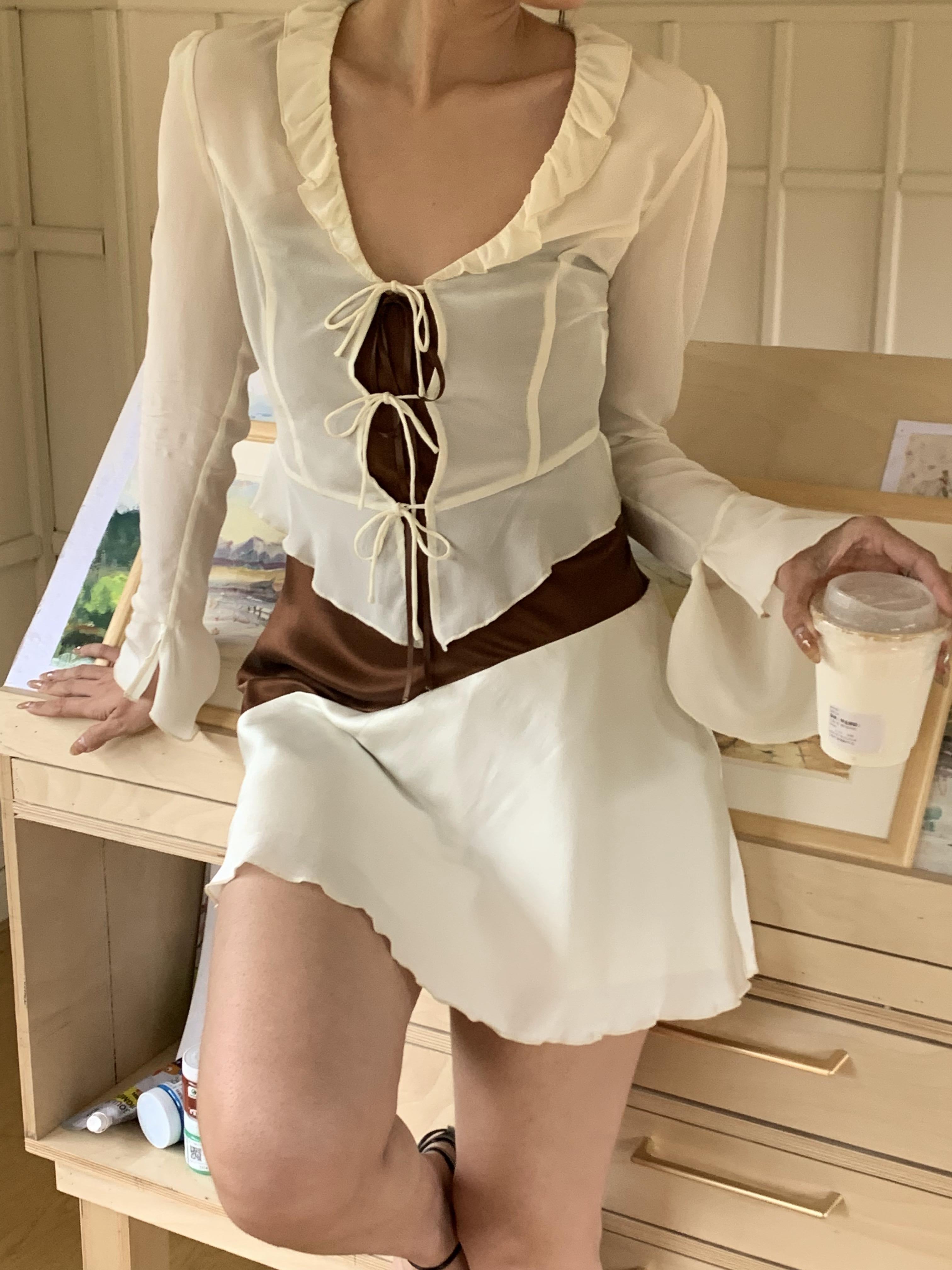 Chicago Silk Mini Dress in Nespresso