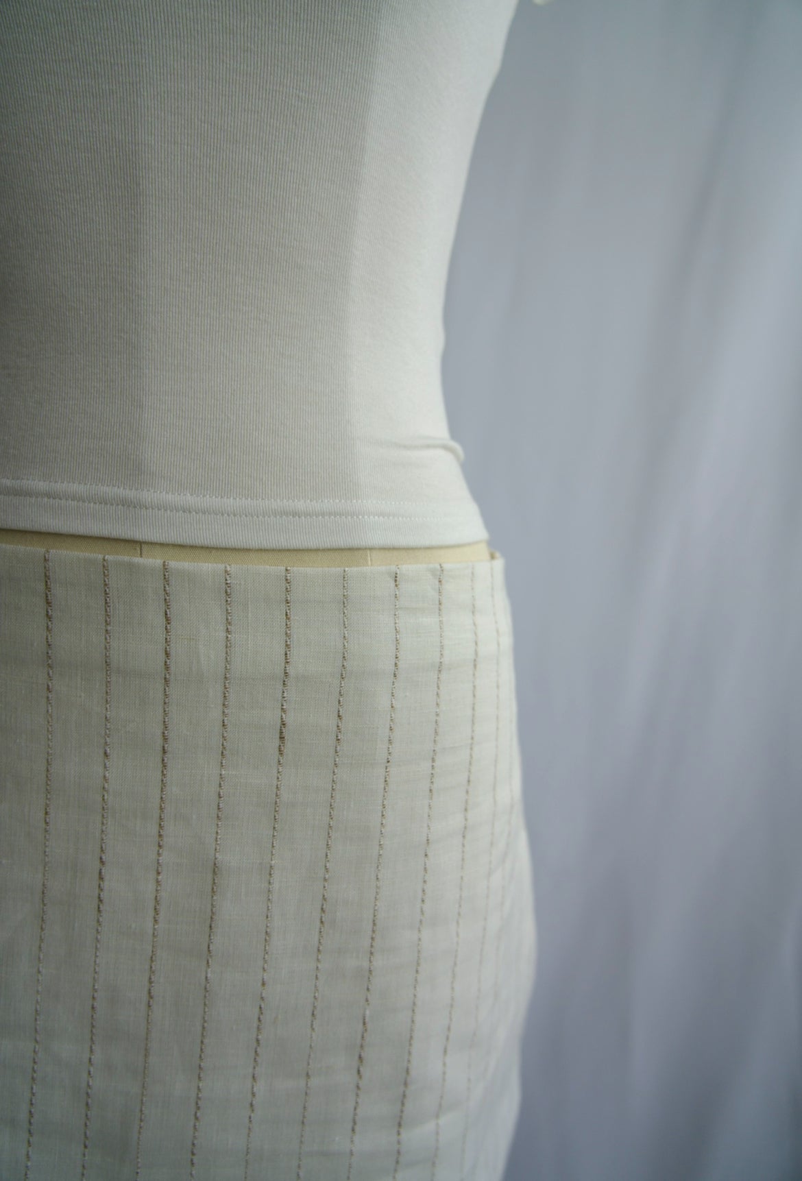Madrid Curve Linen Pinstripe Mini Skirt