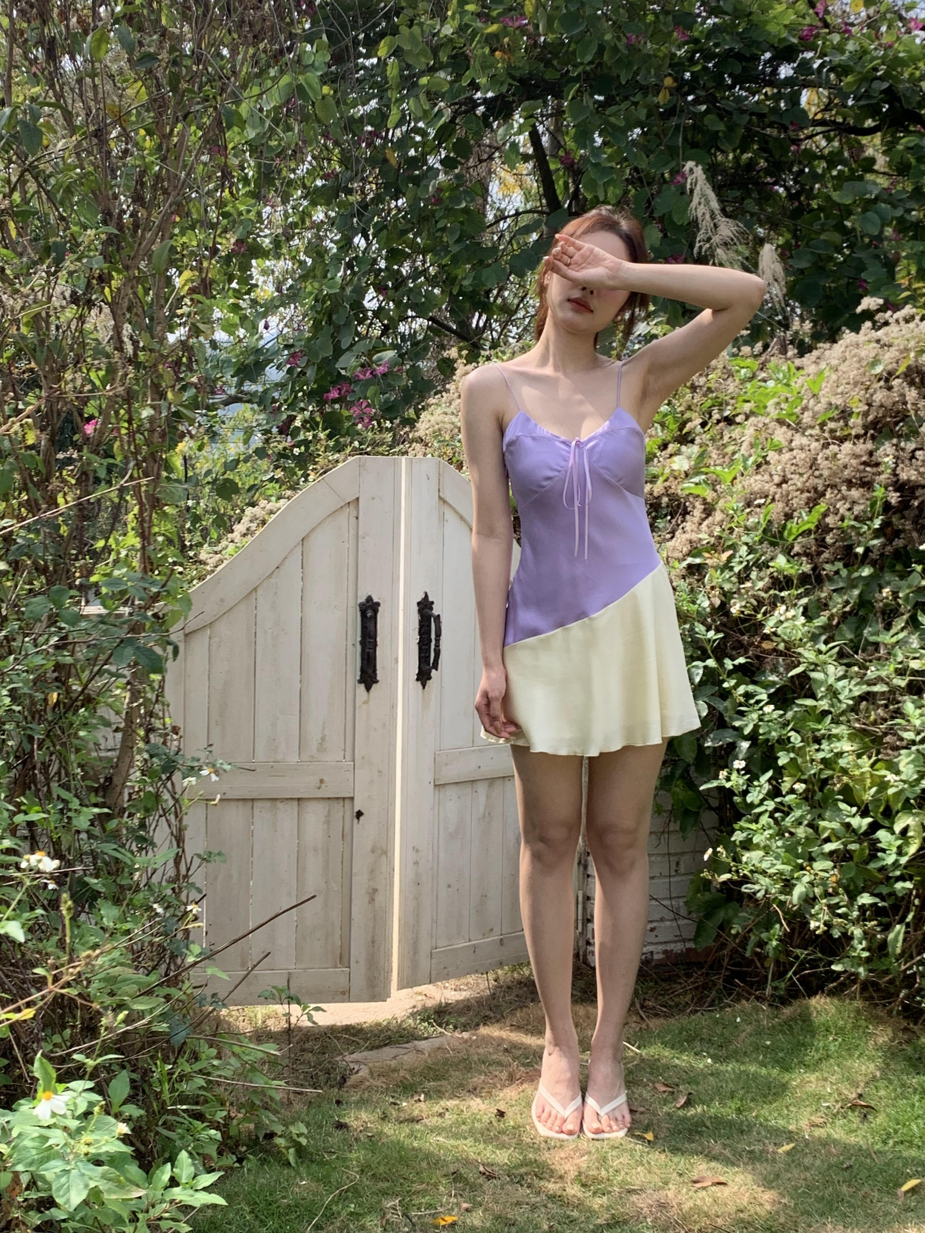 Chicago Silk Mini Dress in Pastel Fields