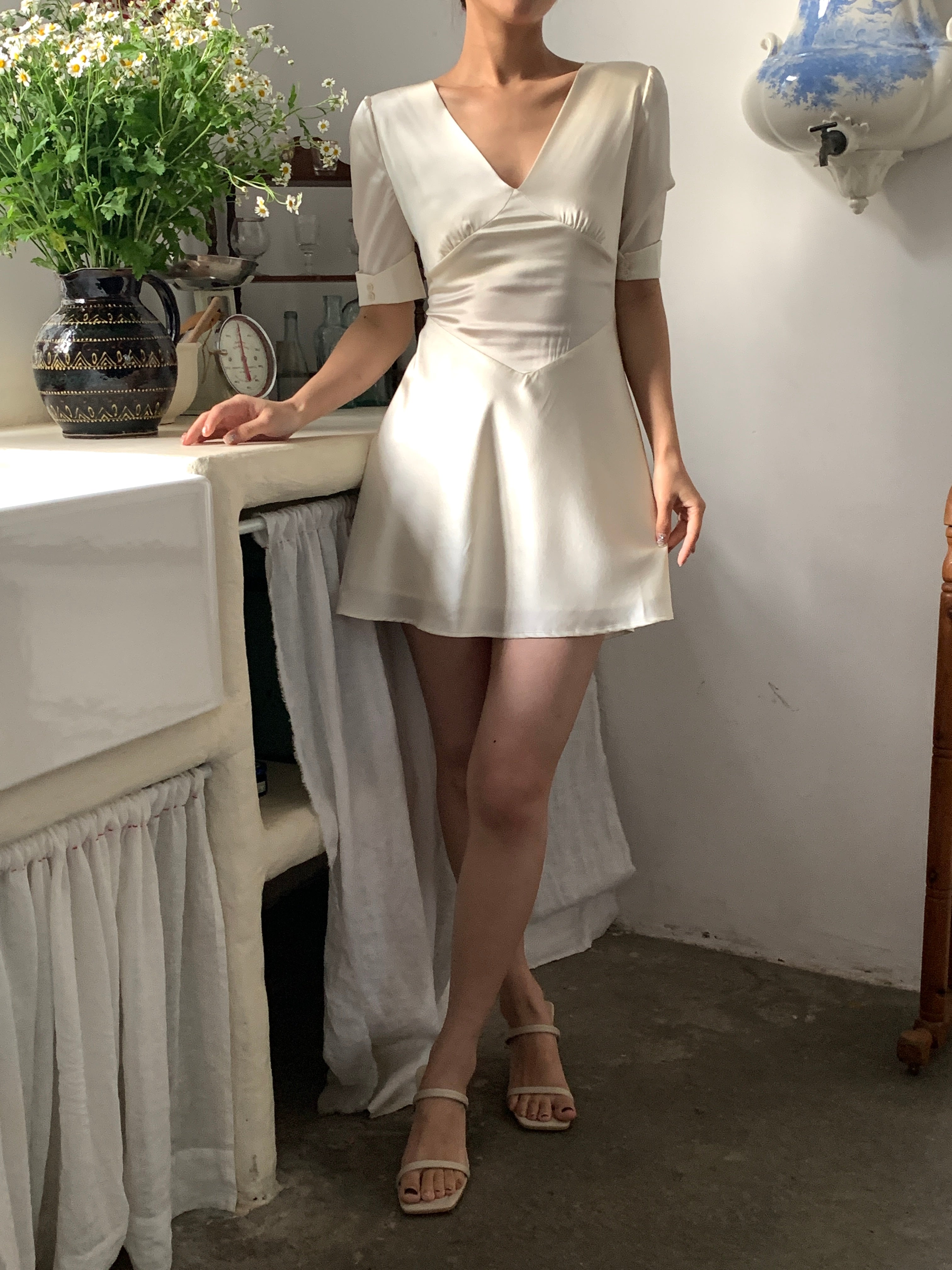 Hague Ivory Silk Mini Dress