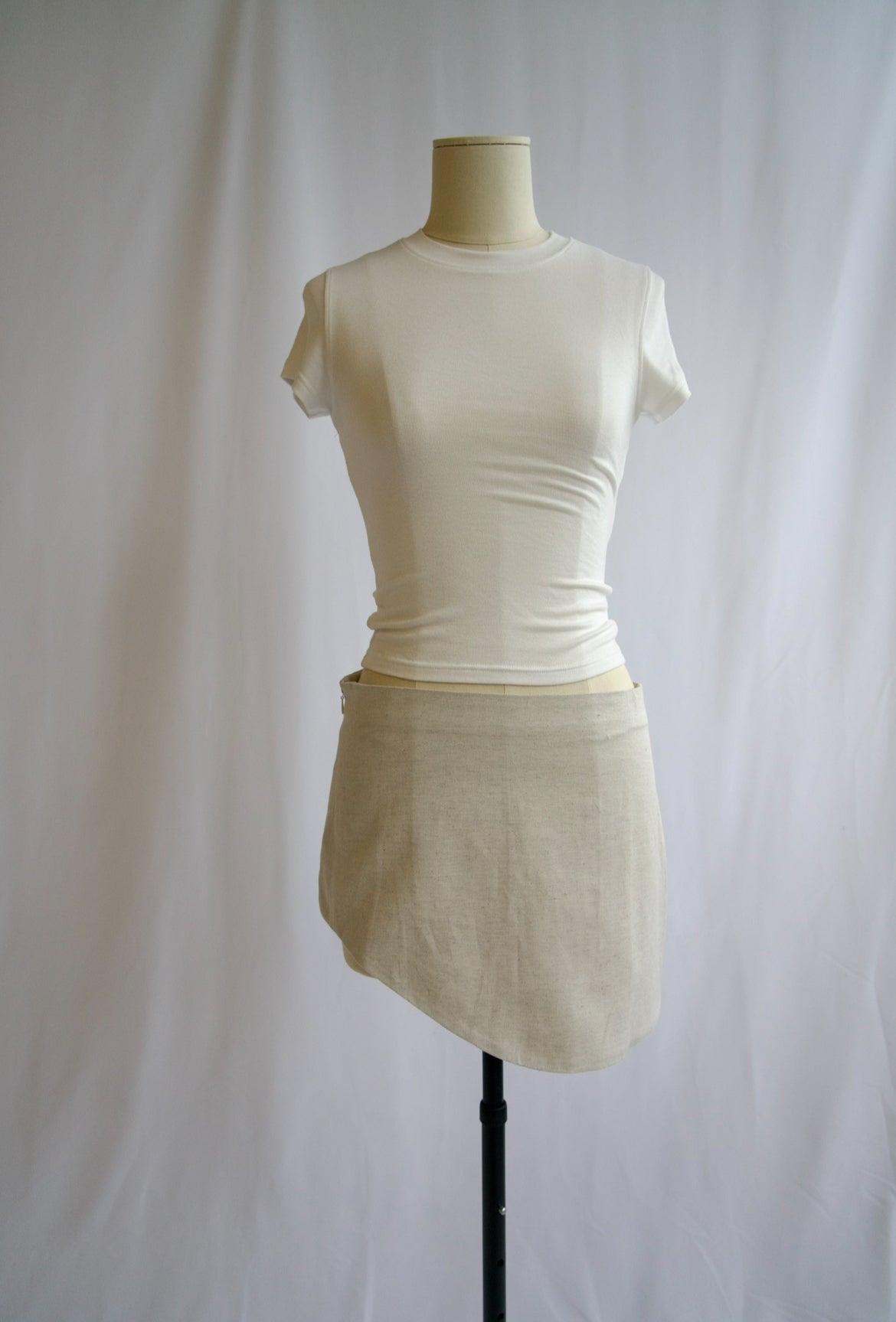 Madrid Curve Linen Cotton Mini Skirt