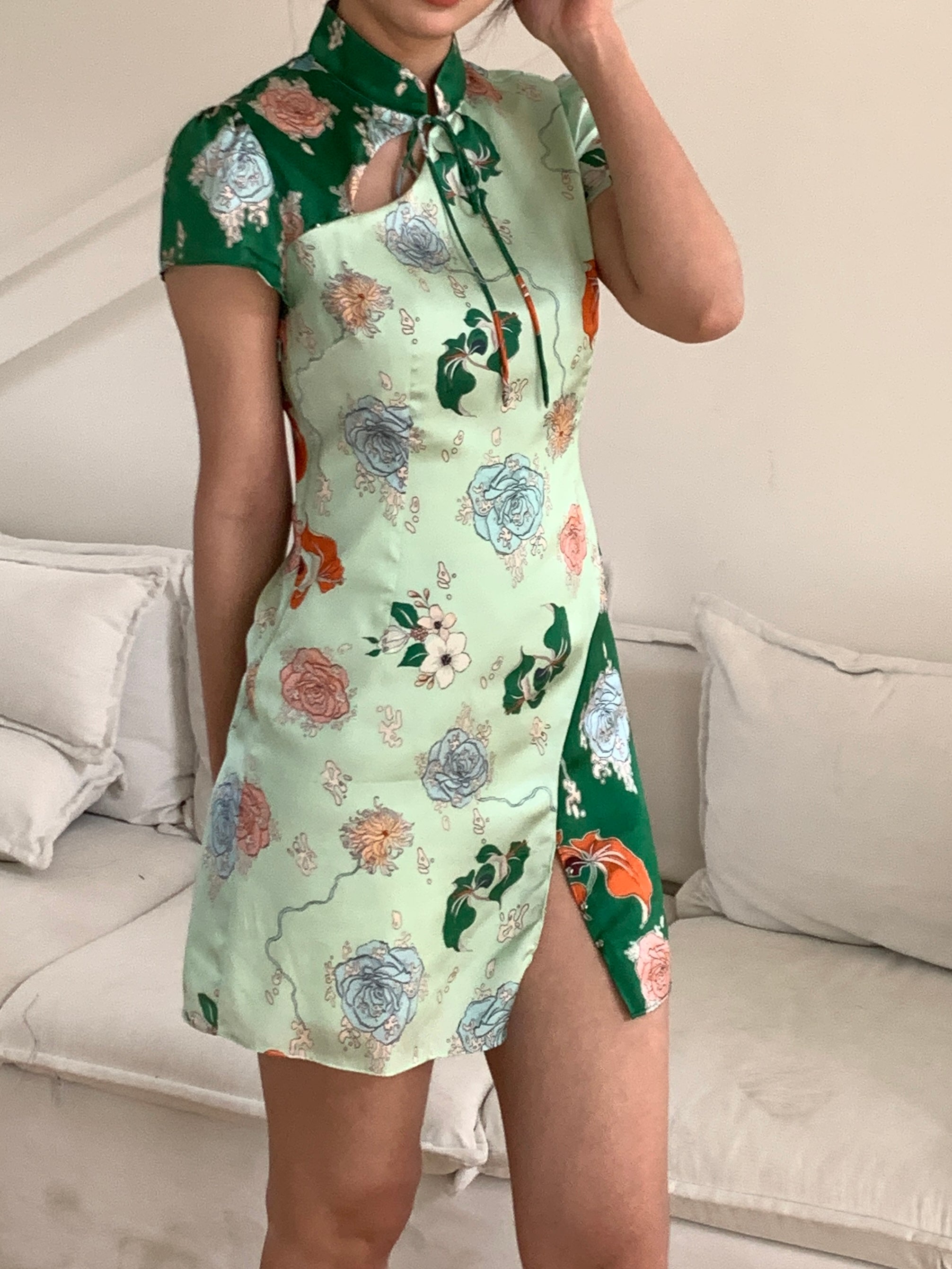 Jade Mini Silk Qipao Dress