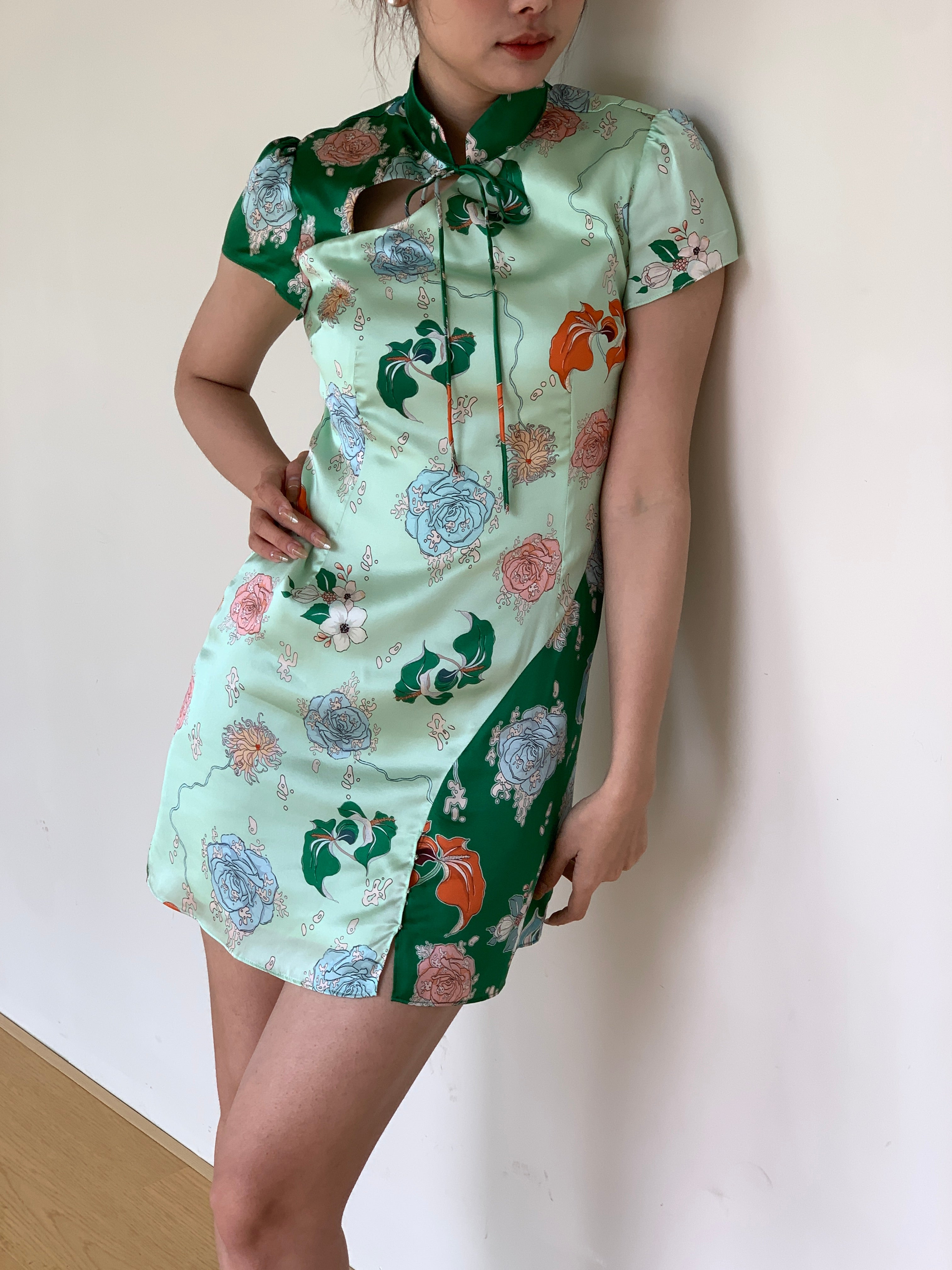 Jade Mini Silk Qipao Dress