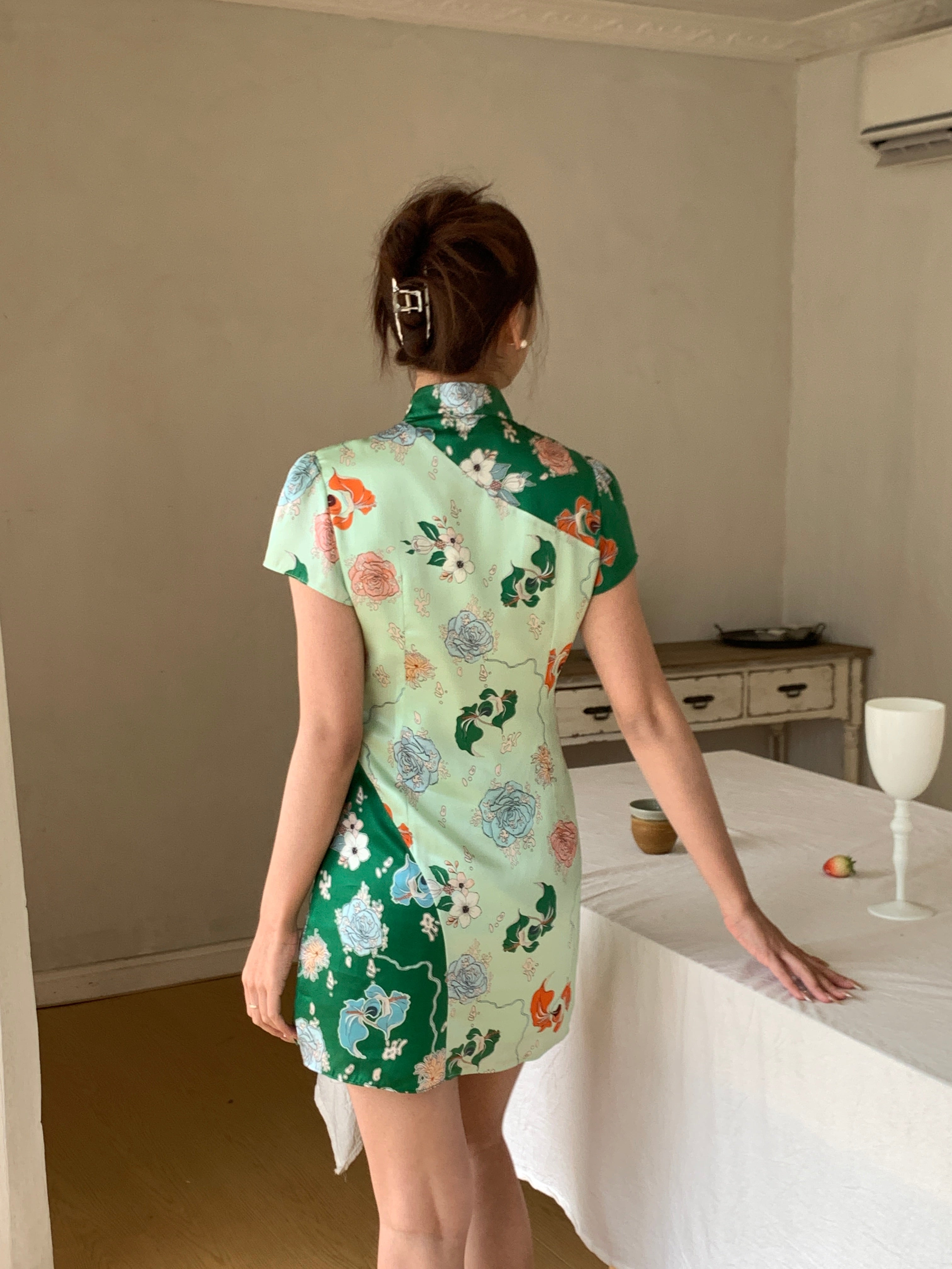 Jade Mini Silk Qipao Dress